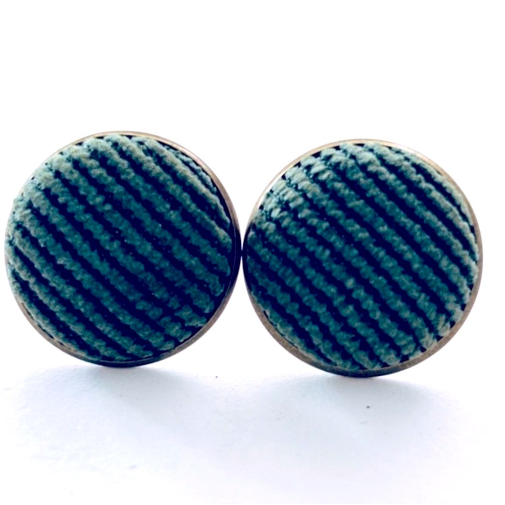20mm Fabric Button Retro Stud Earrings, Handmade, NWT